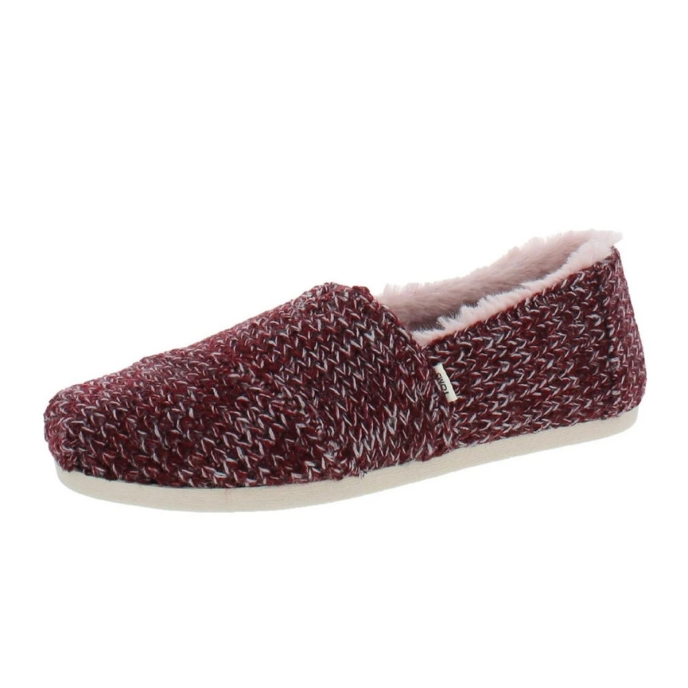 NWB TOMS Women's, Alpargata Cozy‎ Slip-On Burgundy Sweater Knit